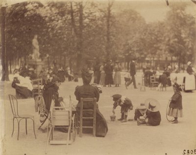 (Women and Children in the Luxembourg Gardens) by Eugène Atget